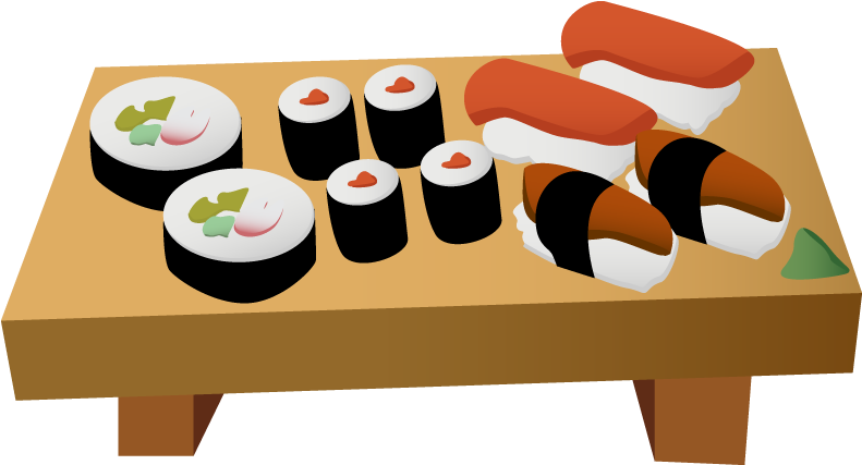 Clipart Plate Frames - Cartoon Sushi On A Plate - Png Download (790x426), Png Download
