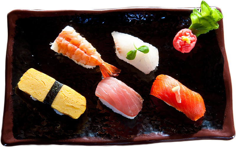 Sushi Transparent Fish Top - Sushi Clipart (800x497), Png Download