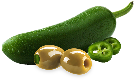 Chalkidiki Olives Stuffed With Jalapenos Pepper - Zucchini Clipart (672x564), Png Download