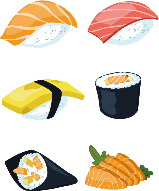 Sushi Japanese Cuisine Sashimi Salmon - Comida Japonesa Clipart - Png Download (800x842), Png Download