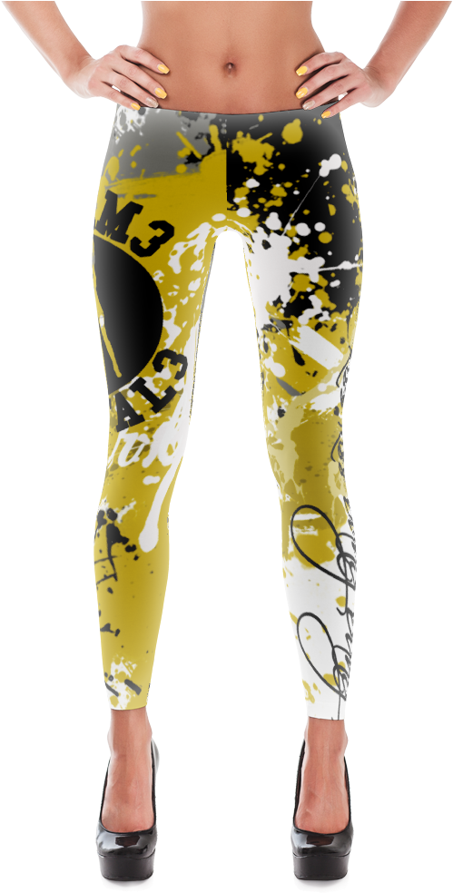 Ff Gold Splatter Leggings - Christmas Cat Leggings Clipart (499x984), Png Download