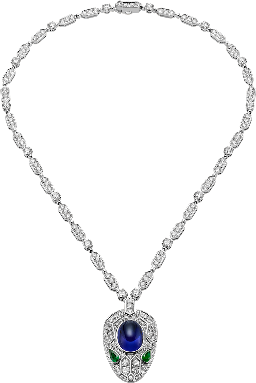 Crowned With A Prominent Sapphire, The Serpenti Necklace - Bvlgari Necklace Serpenti Seduttori Clipart (1800x1405), Png Download