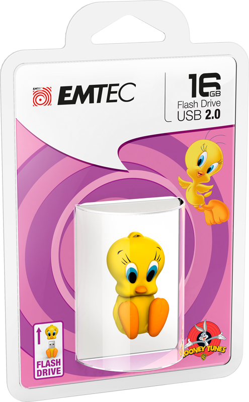 Tweety & Sylvester, Tweety Cardboard 16gb - Usb Stick Clipart (495x800), Png Download