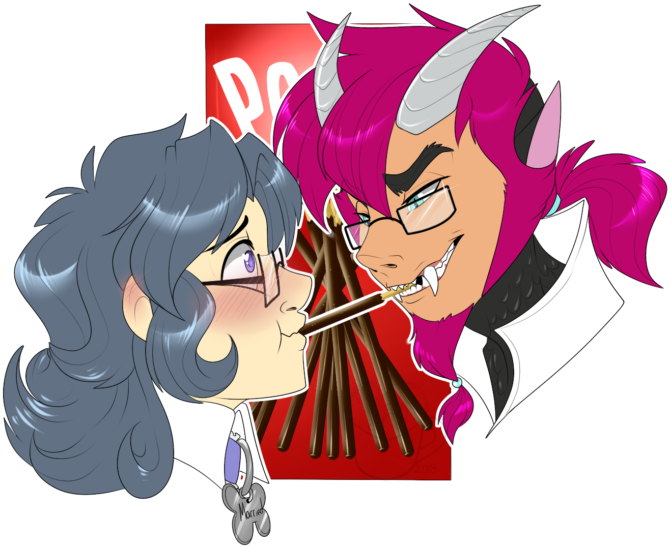 Pocky Game Couples Eugene And Advan By Nighttwilightwolf - Cartoon Clipart (1400x1200), Png Download