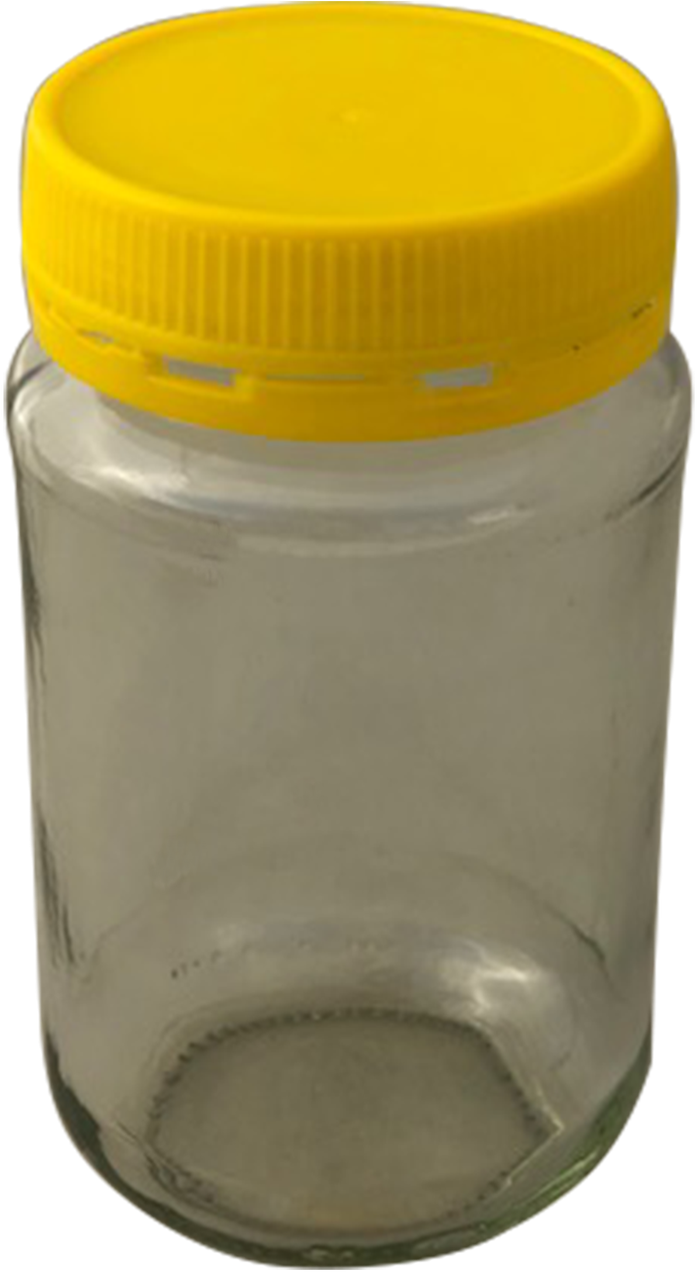 500g Glass Jar With Yellow Plastic Lid - Water Bottle Clipart (1280x1280), Png Download