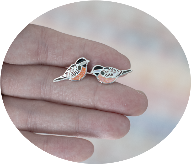 Enamel Chickadee Earrings Clipart (1200x800), Png Download