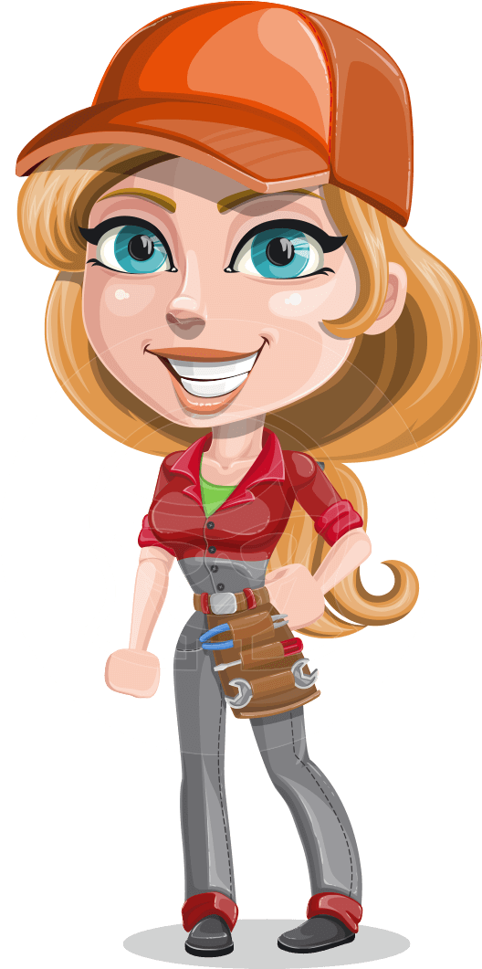 Pretty Mechanic Girl Cartoon Vector Character Aka Carlita - Female Human Cartoon Characters Clipart (957x1060), Png Download