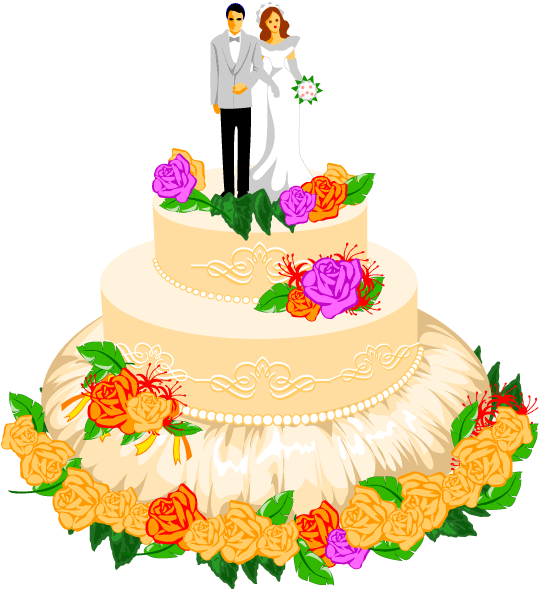 Cake Clip Art - Wedding Cakes Clip Arts - Png Download (539x589), Png Download