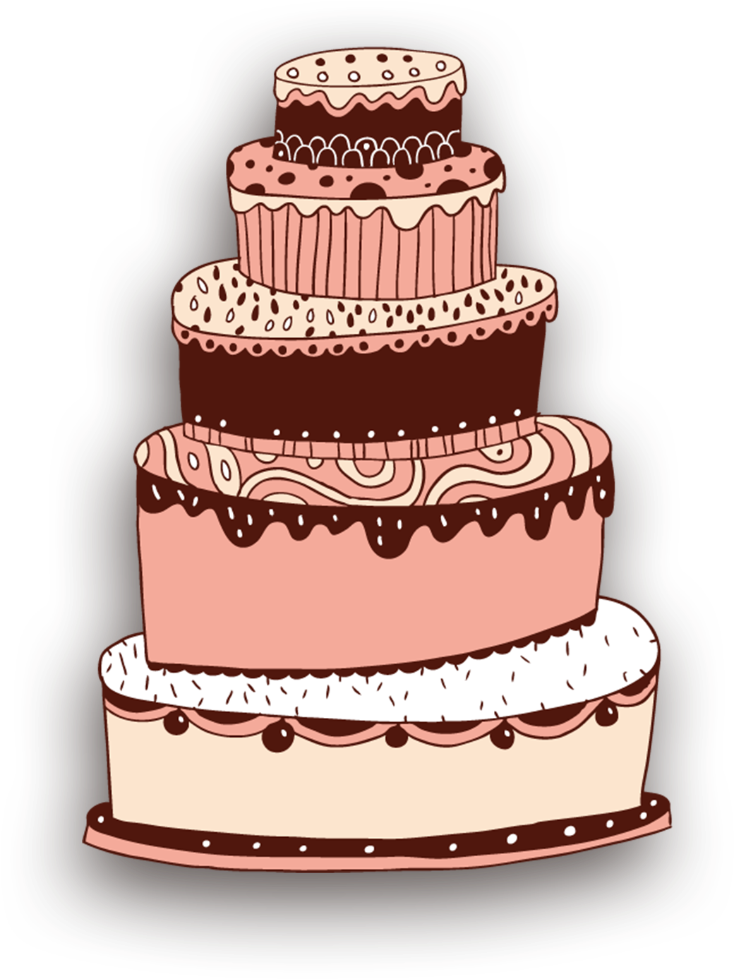 Wedding Cakes With Cupcakes, Cupcake Wedding, Cake - Layered Cake Cartoon Clipart (1338x1604), Png Download