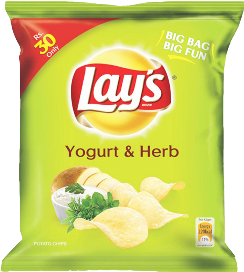 Lays Chips Yogurt & Herb 40 Gm - Lays Clipart (1000x1000), Png Download