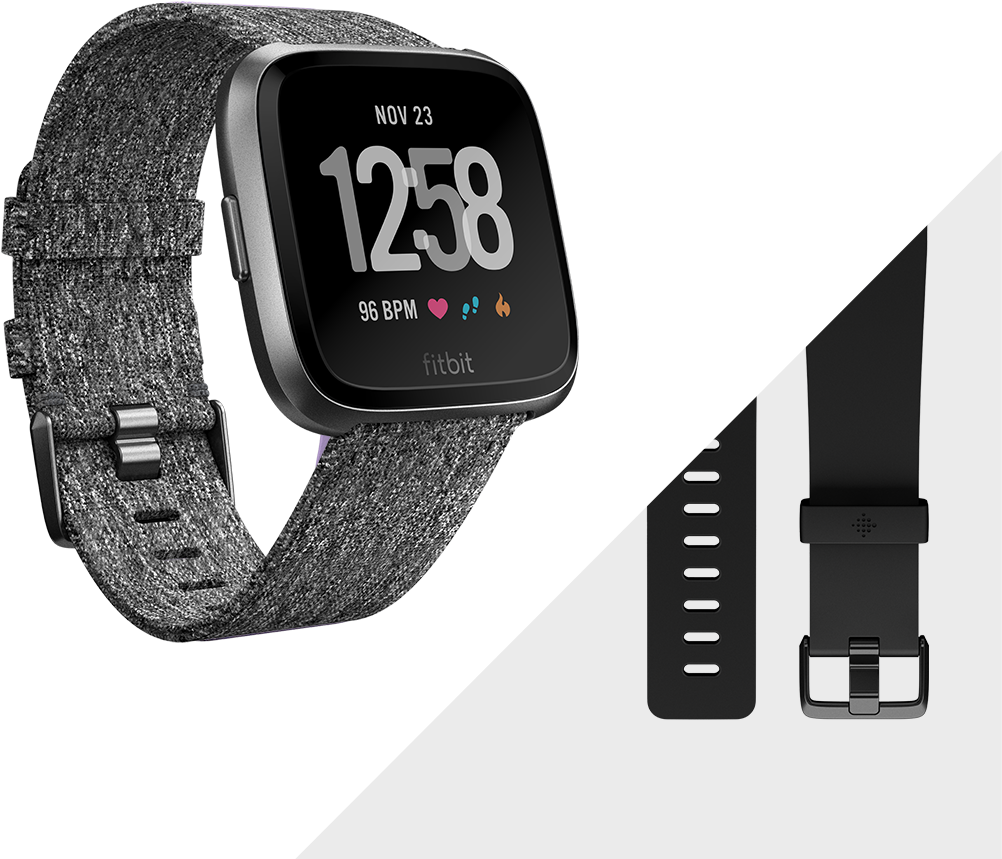 Health And Fitness Watches - Fitbit Versa Charcoal Clipart (1080x920), Png Download