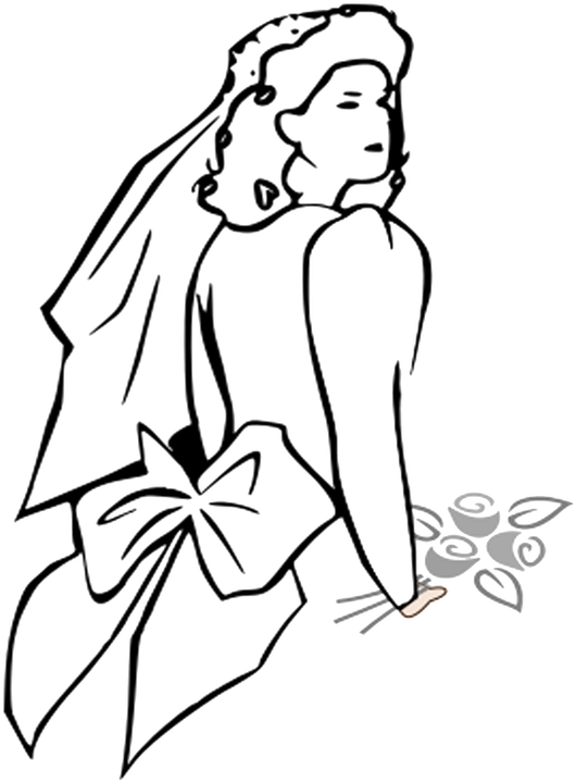 Wedding Coloring Pages Dancing Cowgirl Design - Outline Pictures Of Flowers Clipart (640x800), Png Download