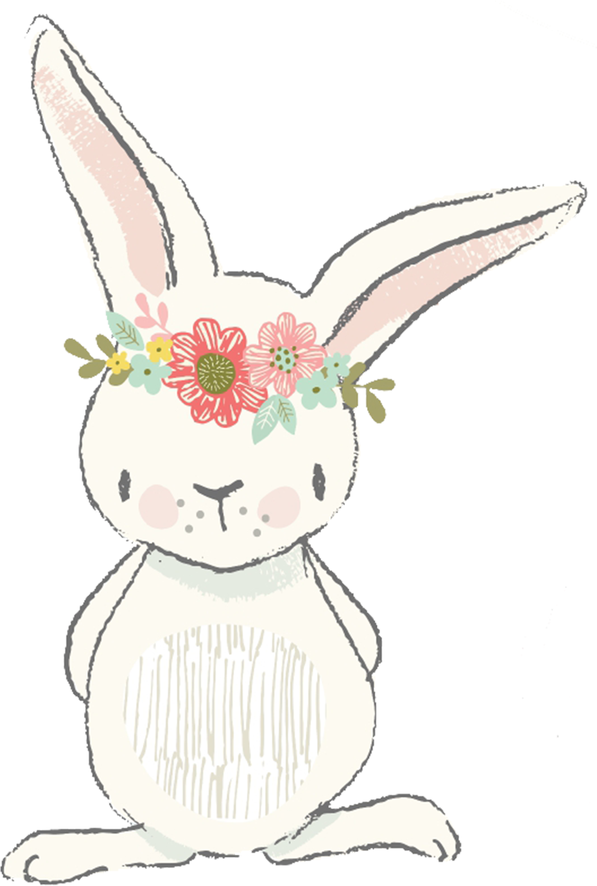 Sweet Bunny Illustration - Cute Printable Easter Cards Clipart (1200x1764), Png Download