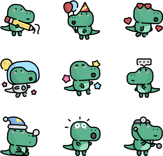Dinosaur Avatars Situations - Kawaii Dinosaur Clipart (600x564), Png Download