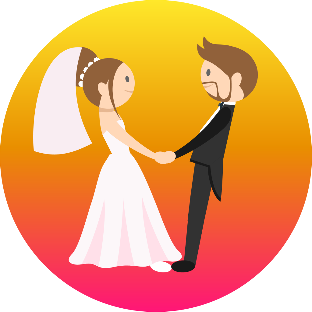 Wedding-couple - Cartoon Clipart (1024x1024), Png Download