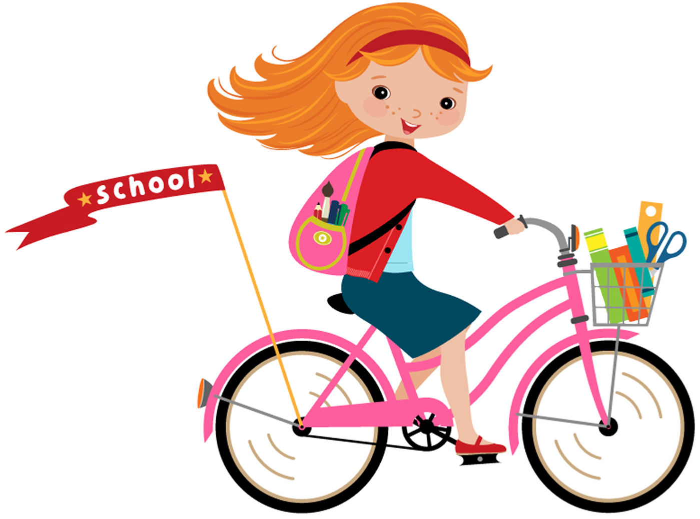 Girl Riding Bike Clipart - Png Download (1399x1039), Png Download