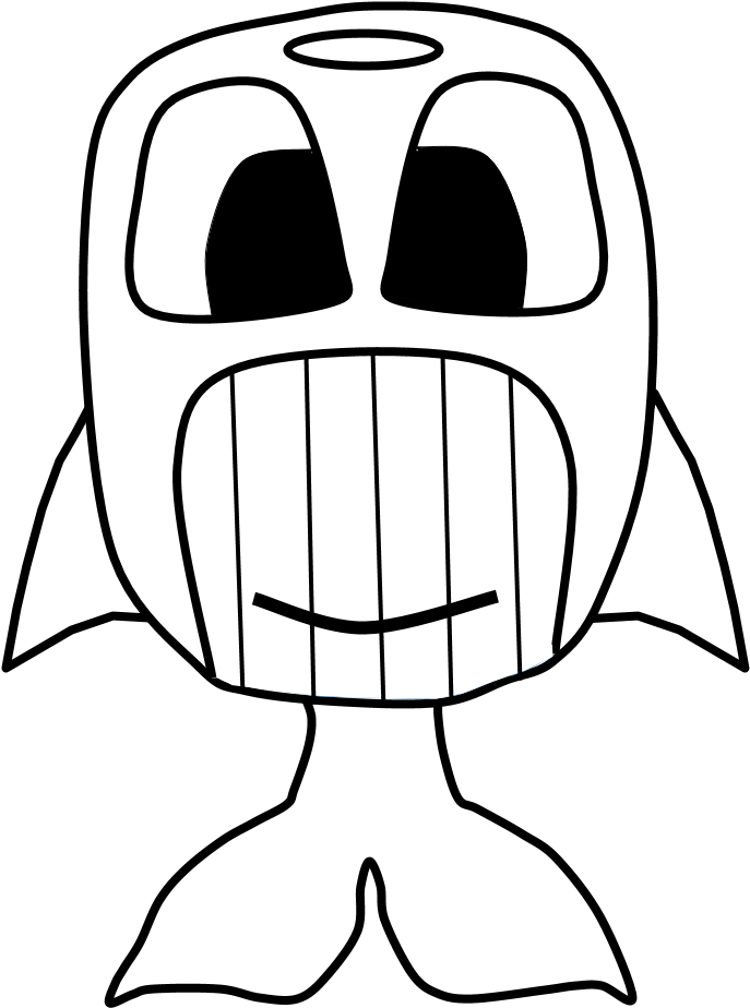 Whale, Big Eyes, Black And White, Cartoon Animal, Png - Cartoon Clipart (816x1056), Png Download