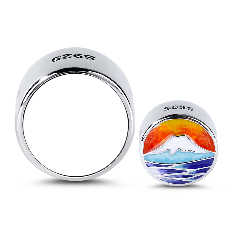 Gnoce "mount Fuji" S925 Sterling Silver Photo Charms - Circle Clipart (800x800), Png Download