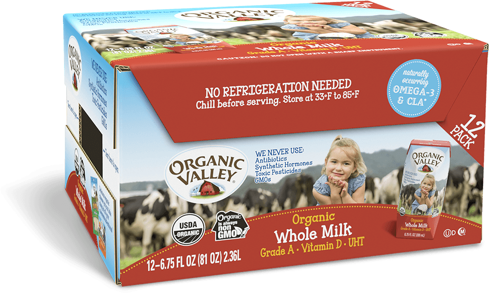 Single-serve Whole Milk, - Organic Valley Milk Clipart (1070x713), Png Download