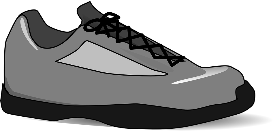 Tennis-shoe Isolated Grey Laces Rubber Sole - Cartoon Shoes With Transparent Background Clipart (960x480), Png Download