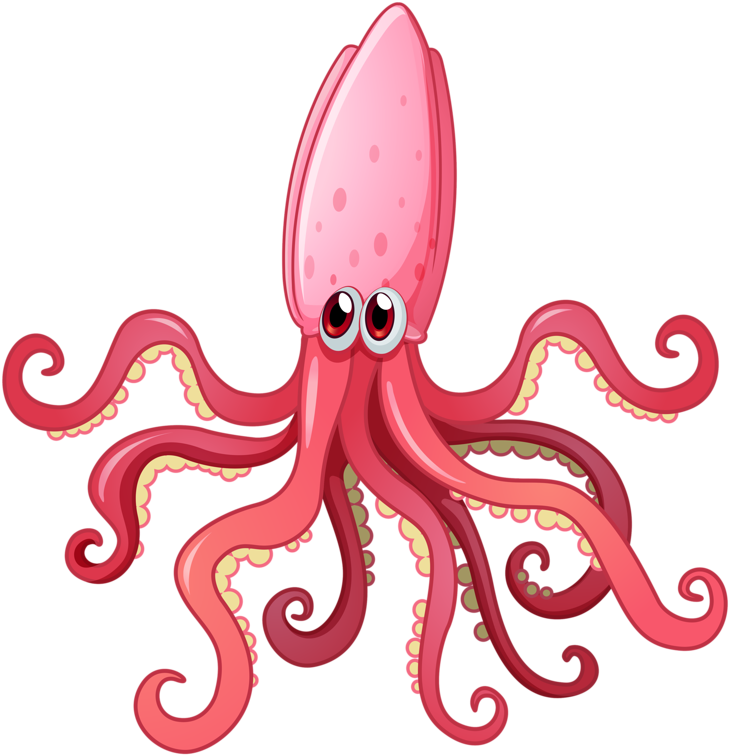 Octopus Clipart Sea Creature - Squid .png Transparent Png (763x800), Png Download