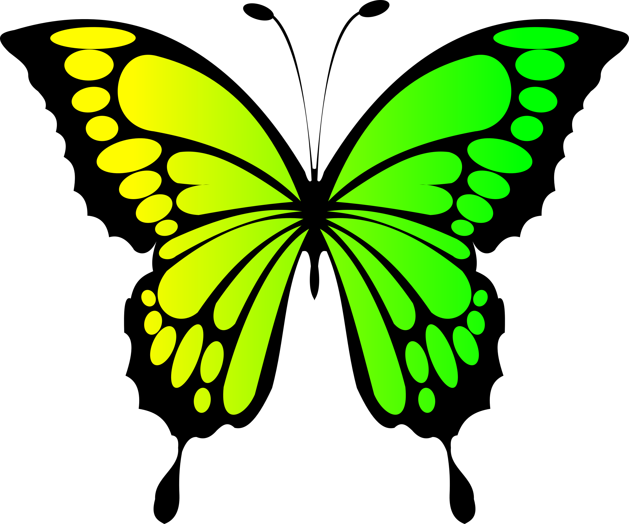 Butterfly Yellow Green Icons Png - Farfalla Blu Clipart (2400x2000), Png Download