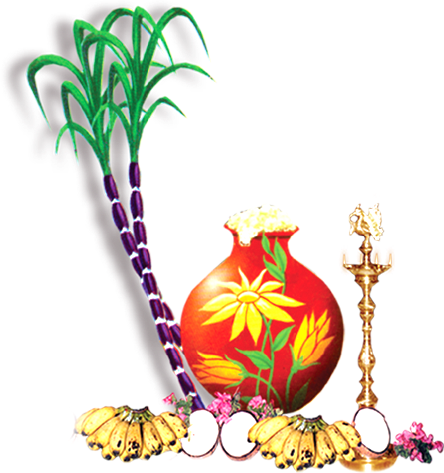 Download Ugadhi Pot With Sugarcane Png Image Pongal Wishes In Tamil