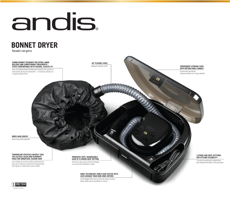 Andis Bonnet Hair Dryer Clipart (780x920), Png Download
