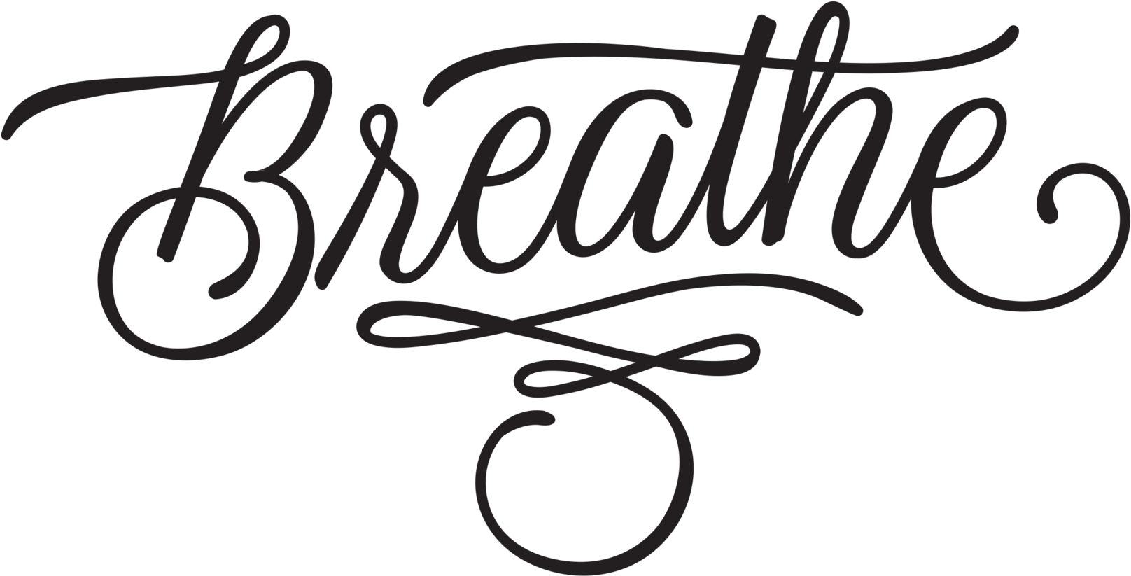 Breathe Typography , Png Download - Calligraphy Clipart (1616x823), Png Download