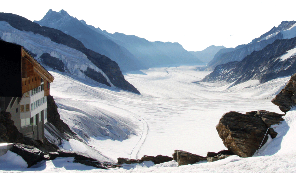 Snowy Day In Switzerland - Aletsch Glacier Clipart (1024x656), Png Download