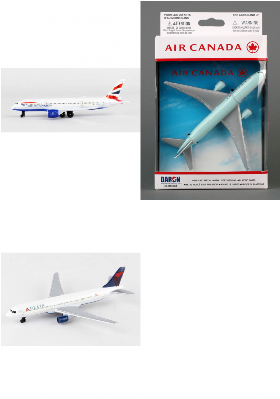 Authentic British Airways Air Canada Delta Airlines - Toy Air Canada Clipart (800x785), Png Download