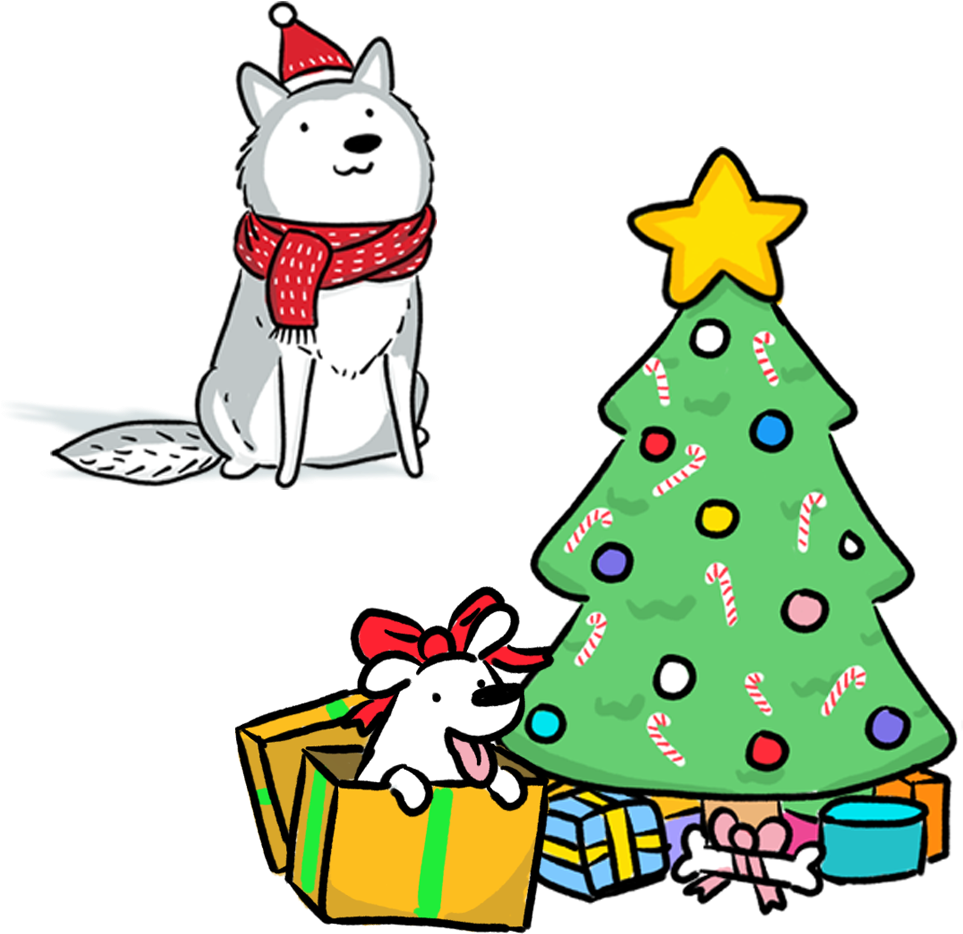 A Canine Christmas - Cartoon Clipart (1000x1000), Png Download