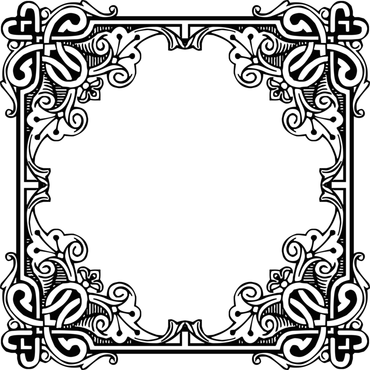 Picture Frames Engraving Antique Retro Style Drawing - Ornamentales Vintage Clipart (750x750), Png Download