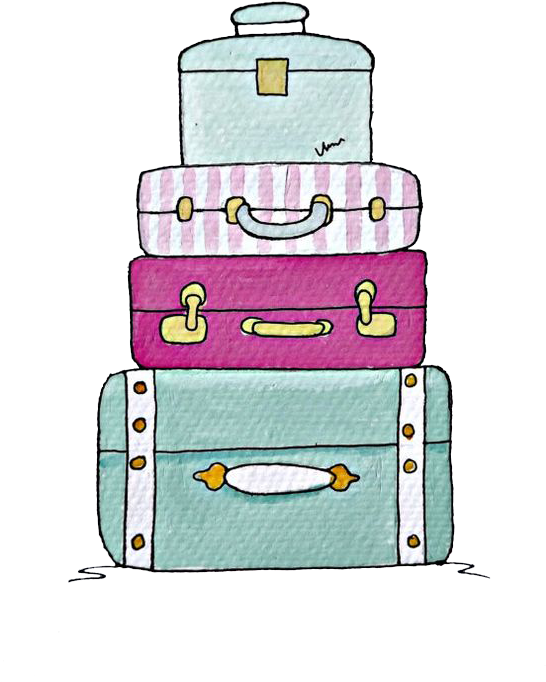 Picture Transparent Library Luggage Drawing - Suitcases Draw Clipart (546x682), Png Download