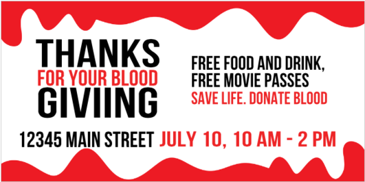 Thanks For Giving Your Blood Vinyl Banner For Blood - Graphic Design Clipart (560x560), Png Download