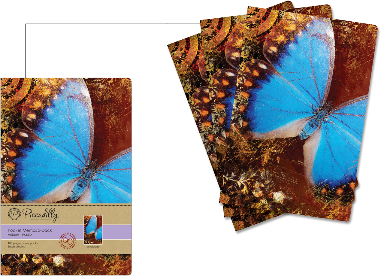 M Pocket Memo Blue Butterfly - Umbrella Clipart (1387x1000), Png Download
