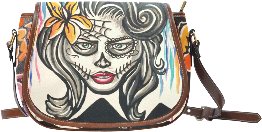 Sugar Skull Dripping Roses Saddle Bag/small Full Customization - Marinette Small Bag Clipart (1000x1000), Png Download
