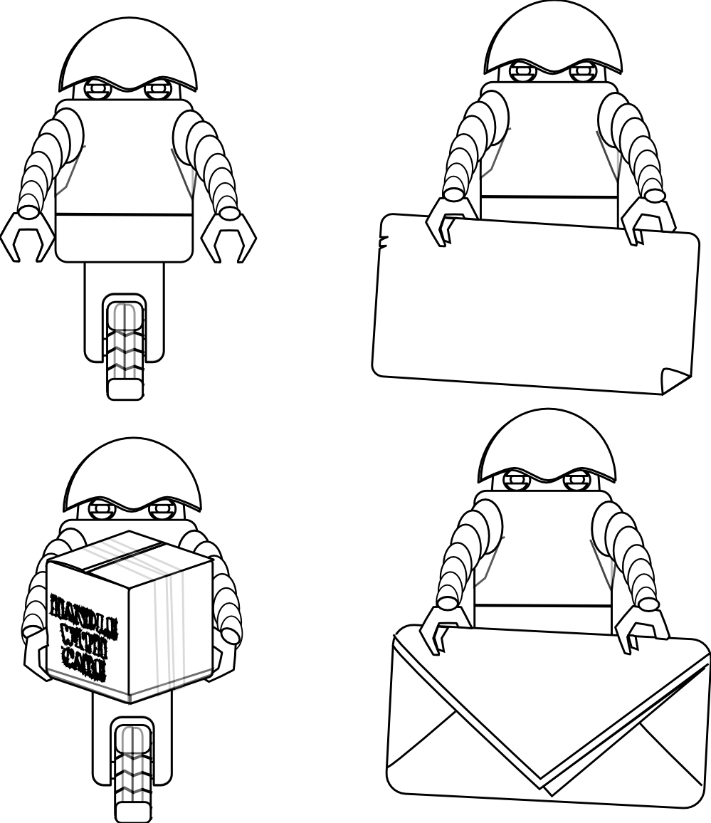 Robot Carrying Things Black White Youtube Clipartist - Cartoon - Png Download (999x1156), Png Download