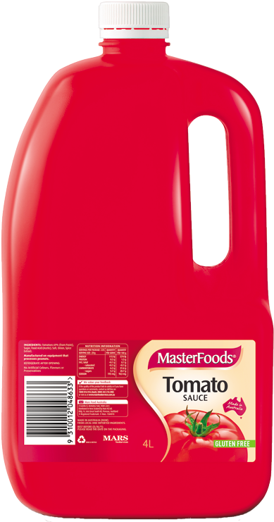 Masterfoods 4l Tomato Sauce Clipart (500x750), Png Download