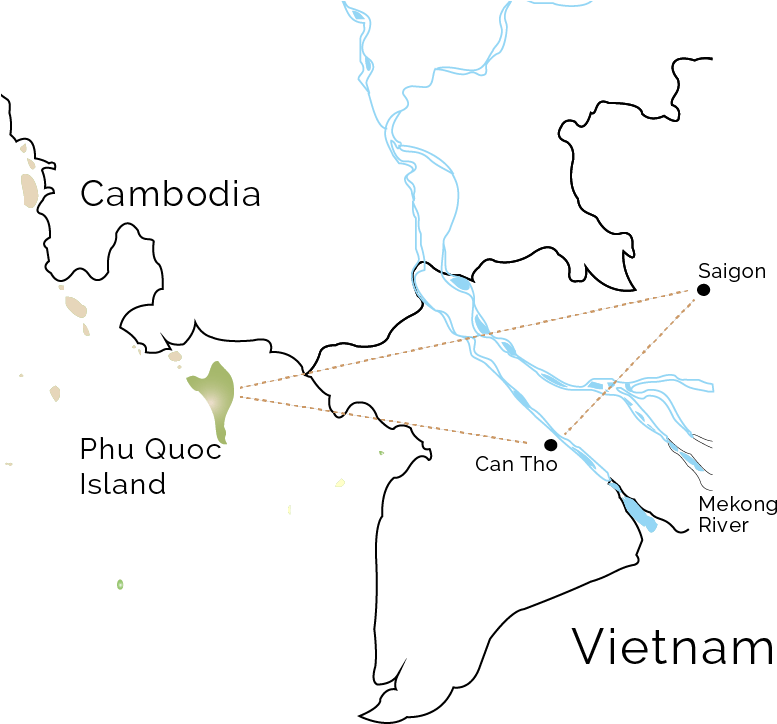 Saigon & Mekong Delta Discovery Route - Map Clipart (830x732), Png Download