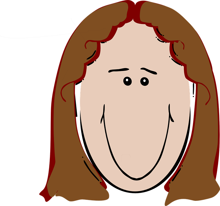 Female Brown Hair Happy - Cartoon Clip Woman Face With Brown Hair - Png Download (767x720), Png Download