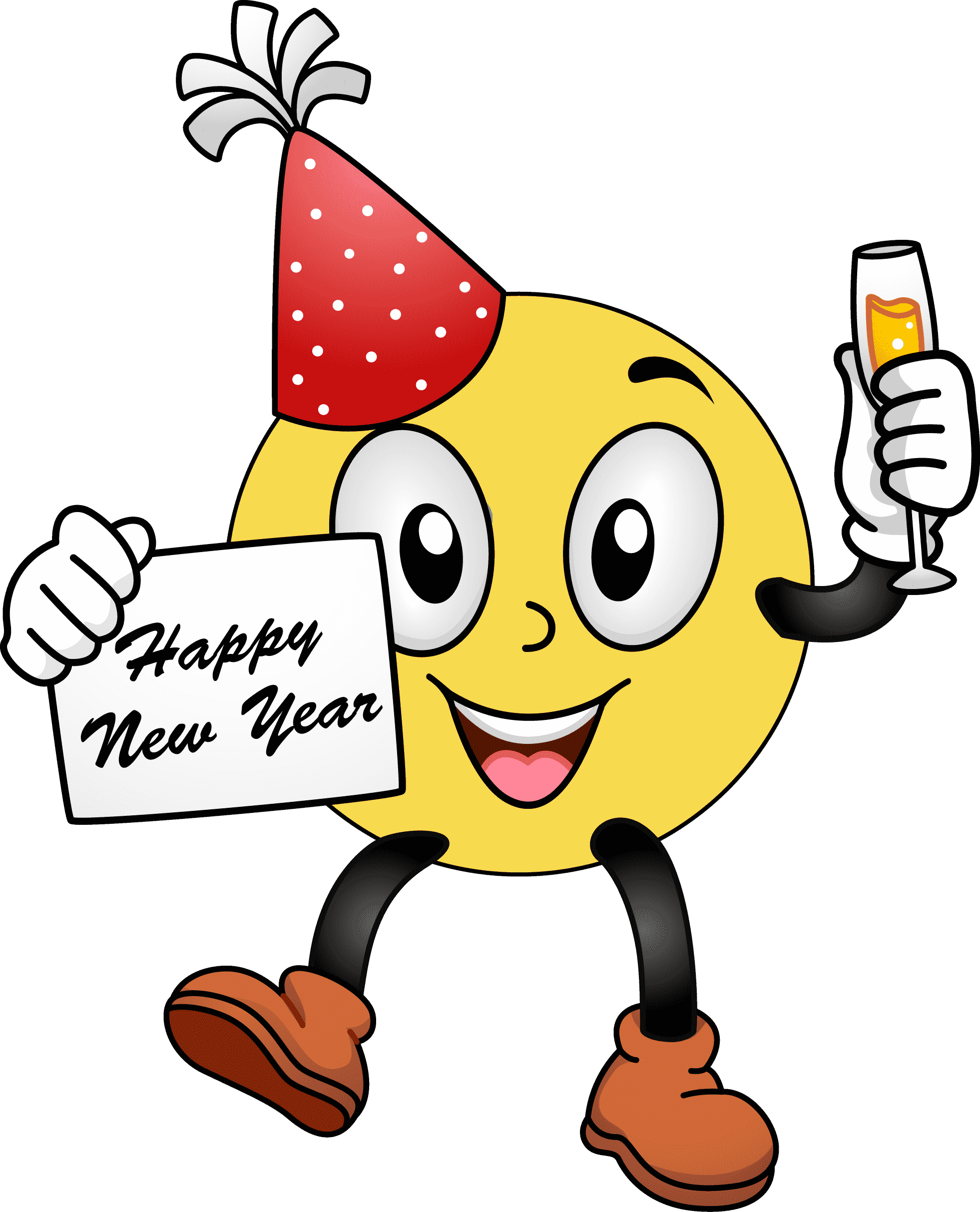 Happy New Year Clipart Disney - Happy New Year 2018 Emoji - Png Download (1962x2426), Png Download