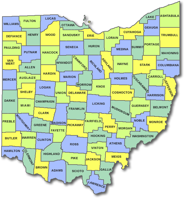 Ohio County Map - States Of Ohio Clipart (670x695), Png Download