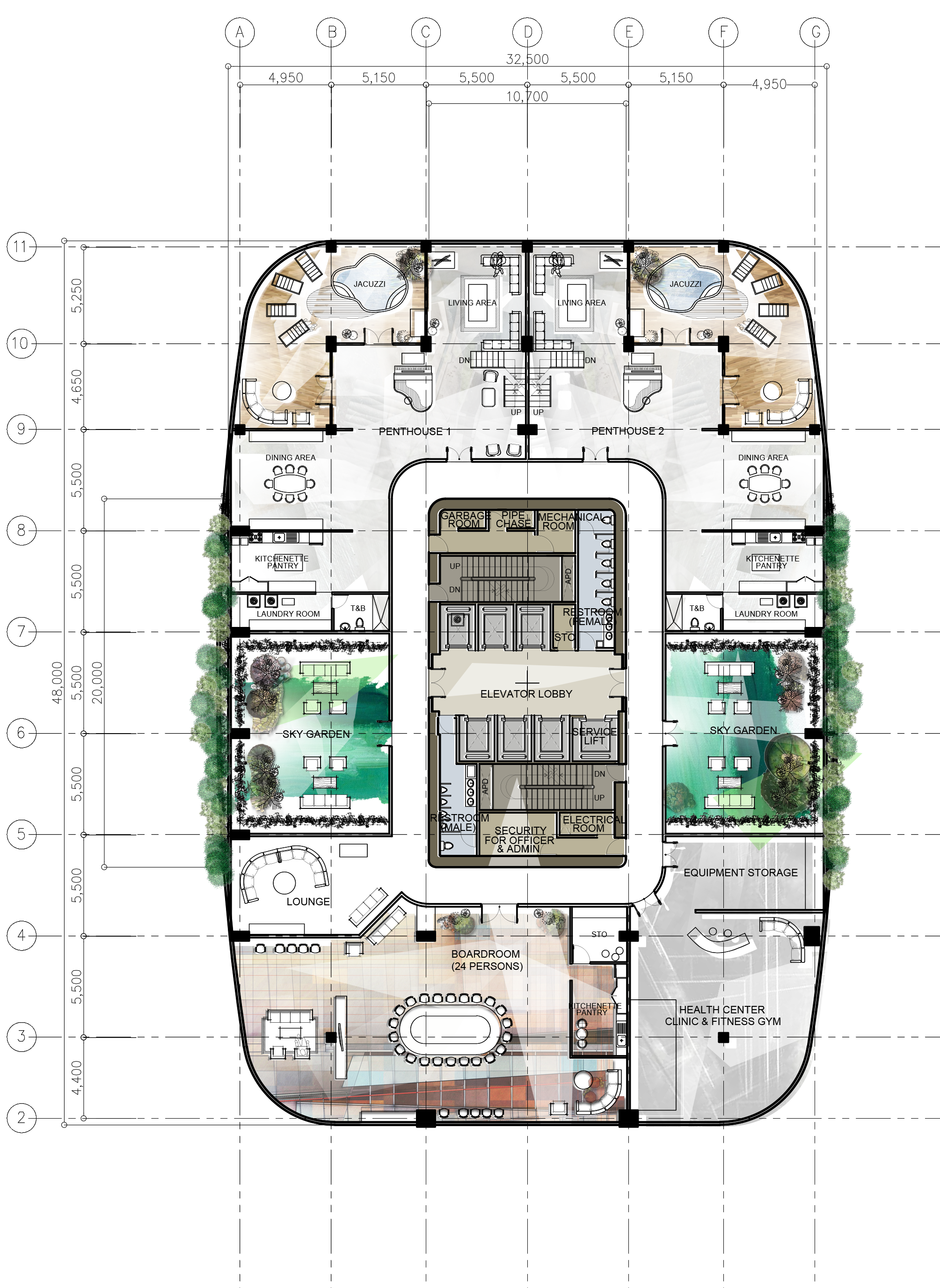 Commercial Building Floor Plans Png - High Rise Building Floor Plan Clipart (2360x3680), Png Download