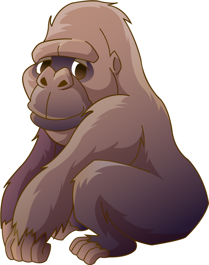 Ape Cartoon Cross River Clip Art Hand - Gorilla Clipart Transparent Backgro...