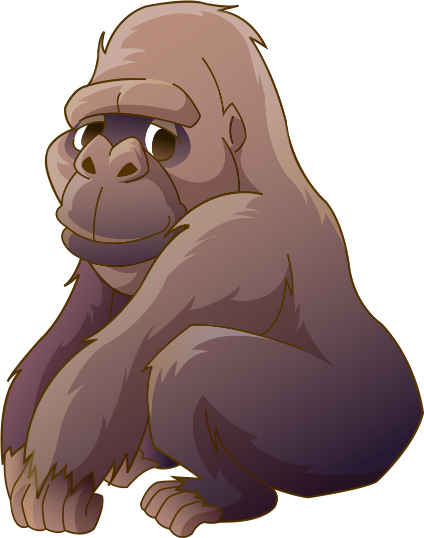 Ape Cartoon Cross River Clip Art Hand - Gorilla Clipart Transparent Background - Png Download (1169x1076), Png Download