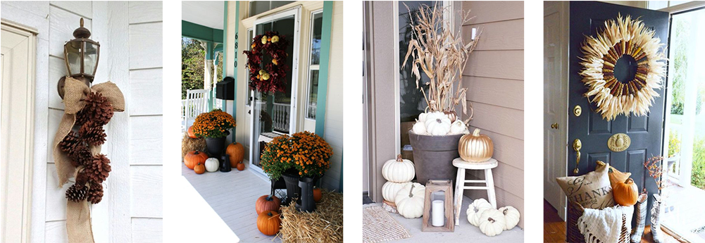 Diy Halloween Decorations For The Front Porch - Fall Front Door Clipart (1050x394), Png Download