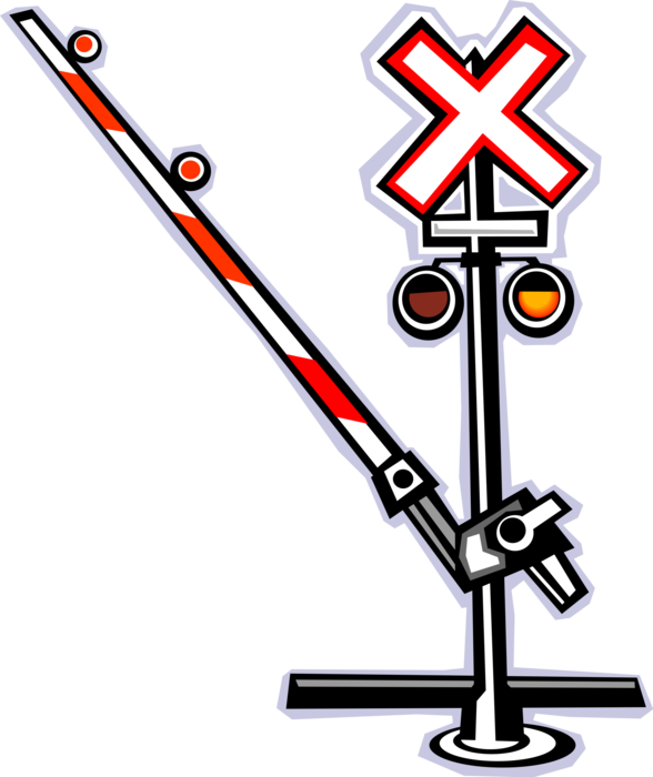 Vector Illustration Of Railroad Rail Transport Speeding - Railroad Crossing Gate Gif Clipart (588x700), Png Download