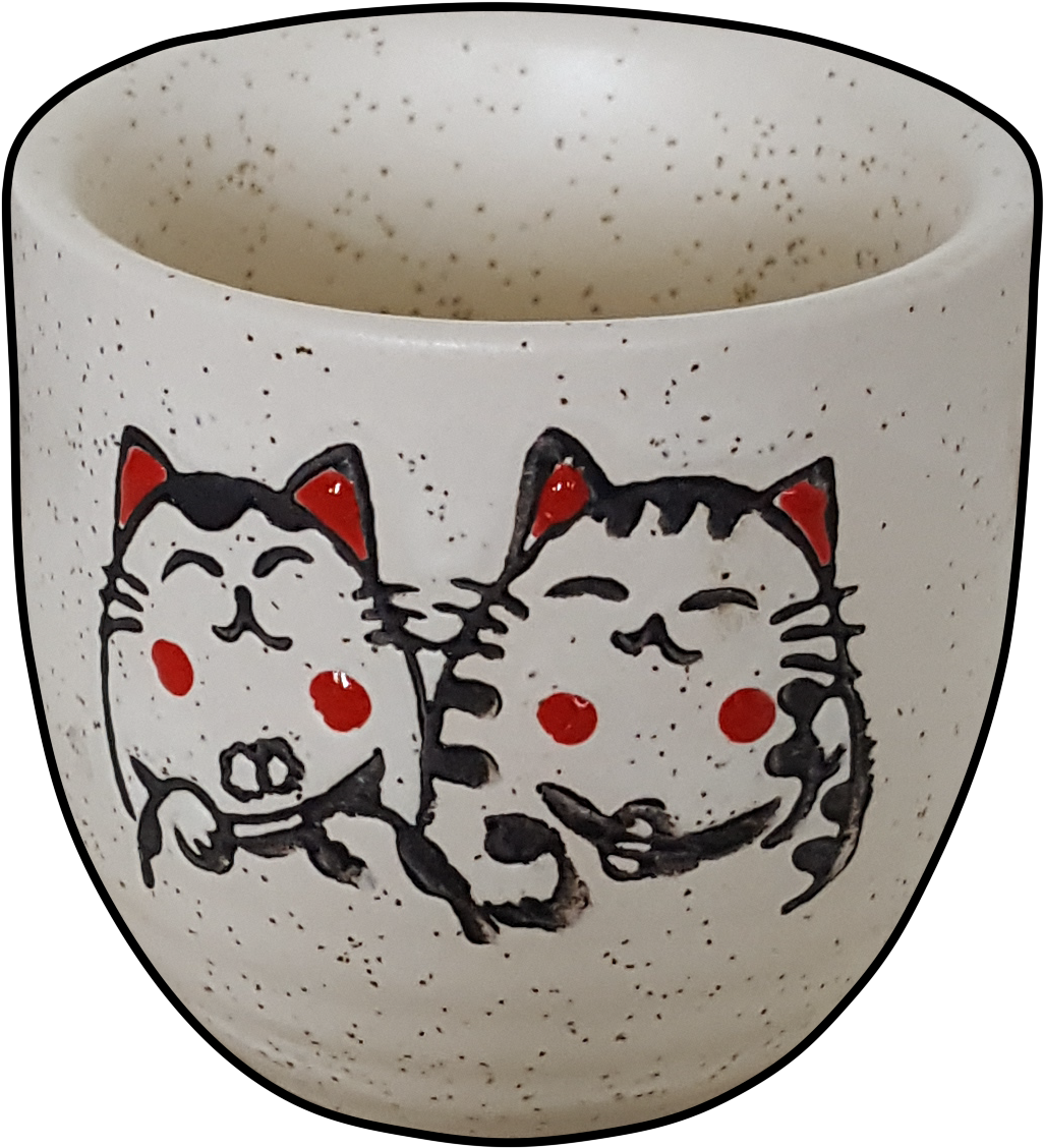 5-pc Lucky Cat Sake Set - Ceramic Clipart (1049x1148), Png Download