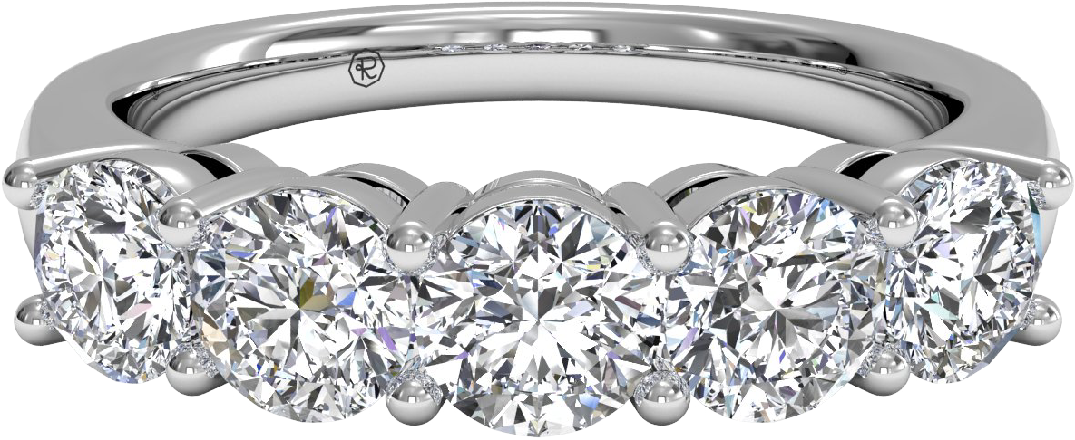 Women's Five-stone Diamond Wedding Ring - Yellow Gold Diamond Wedding Rings For Women Clipart (1280x860), Png Download